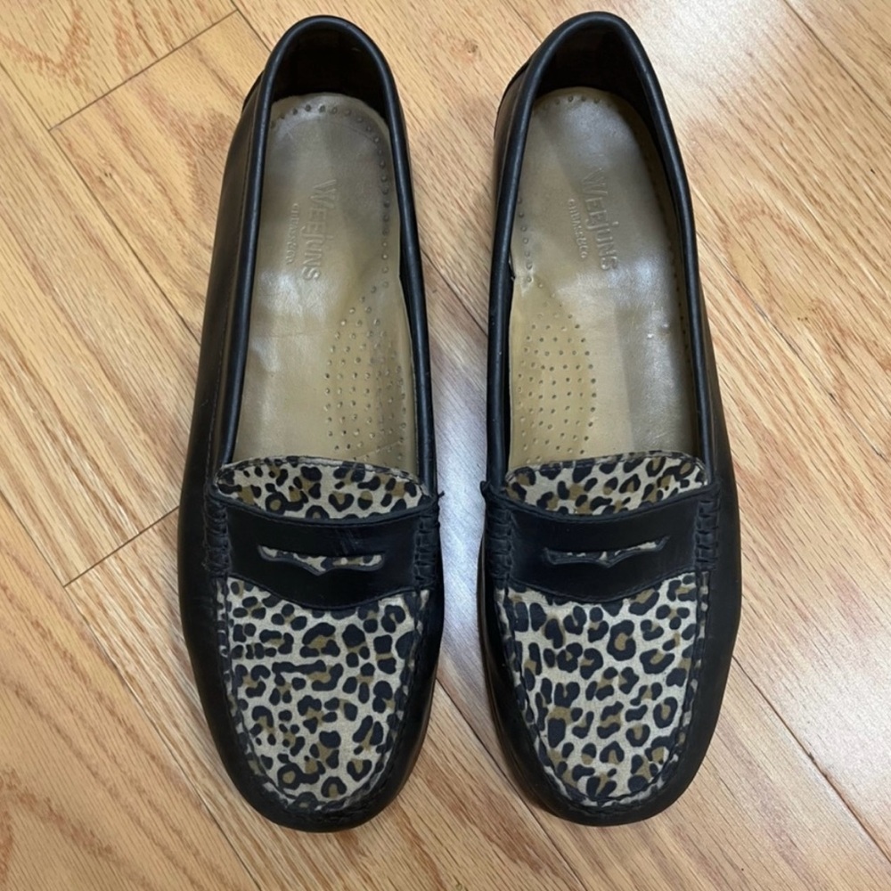 Bass Weejuns Cheetah Print Leather Penny Loafers